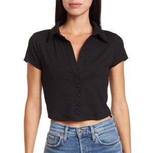 Cross Button-Down Cropped Shirt